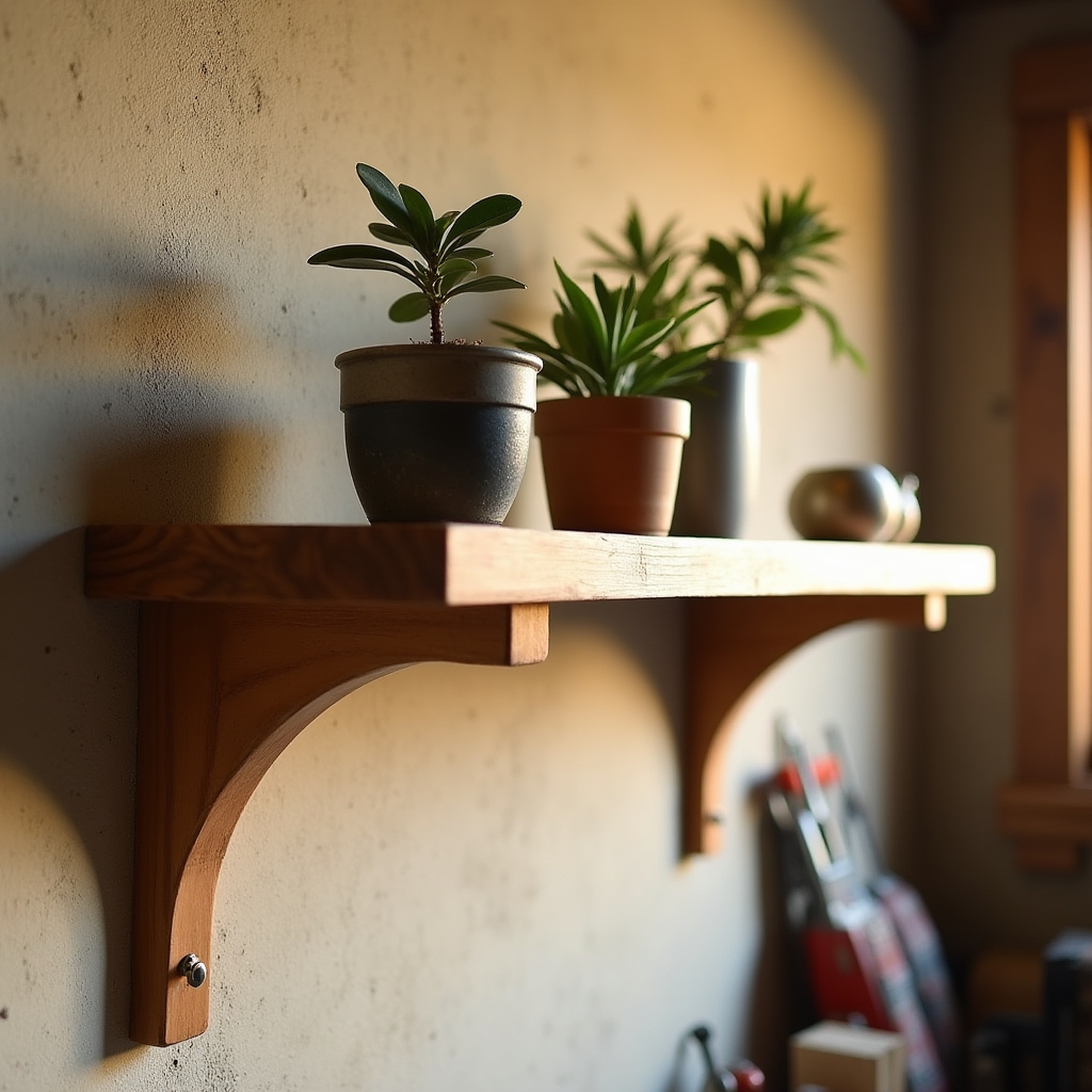 Mensola in legno di pino montata a parete