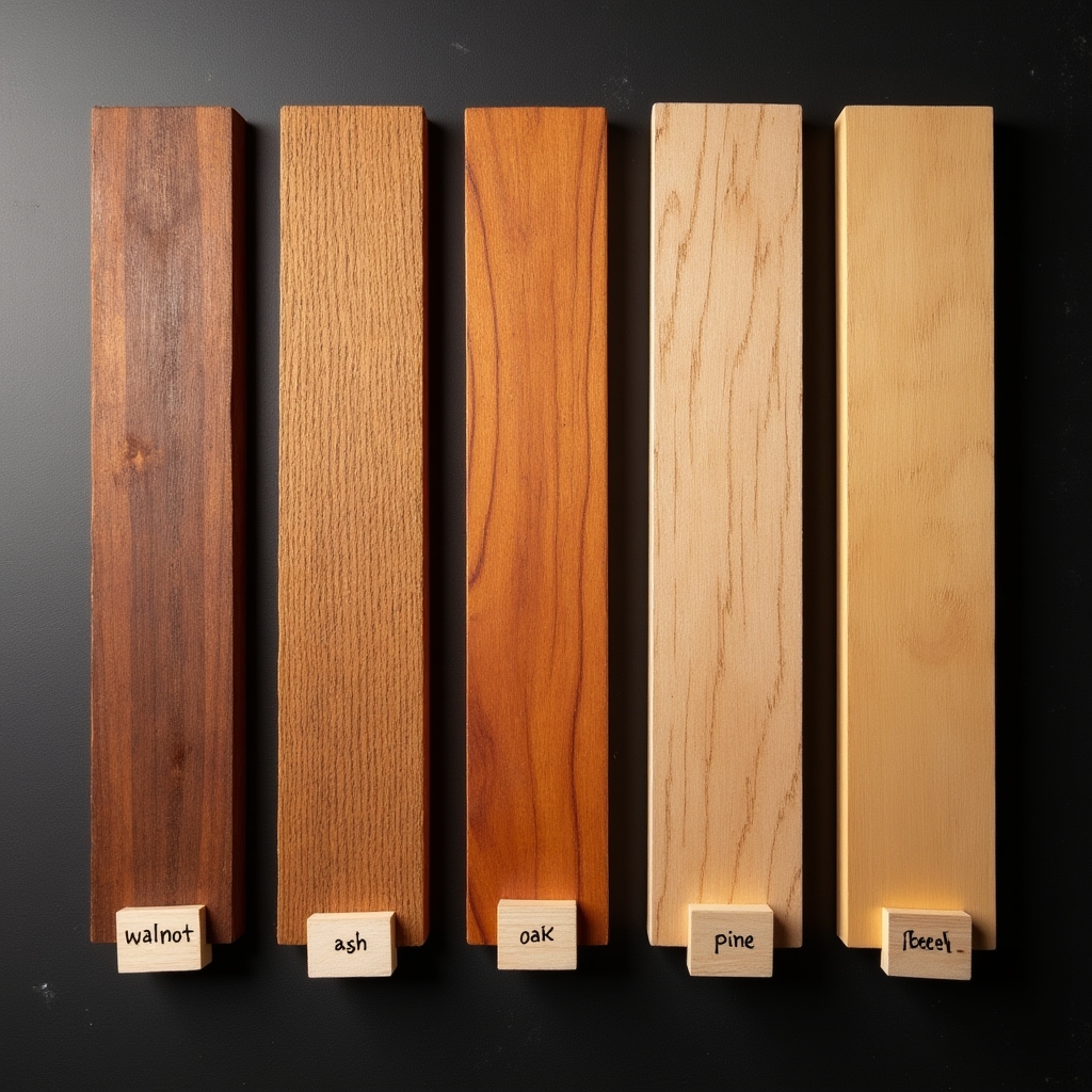 Campioni di diverse specie di legno massello usate nel laboratorio